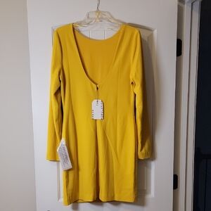 Dress the Population Yellow Long Sleeve Dress
